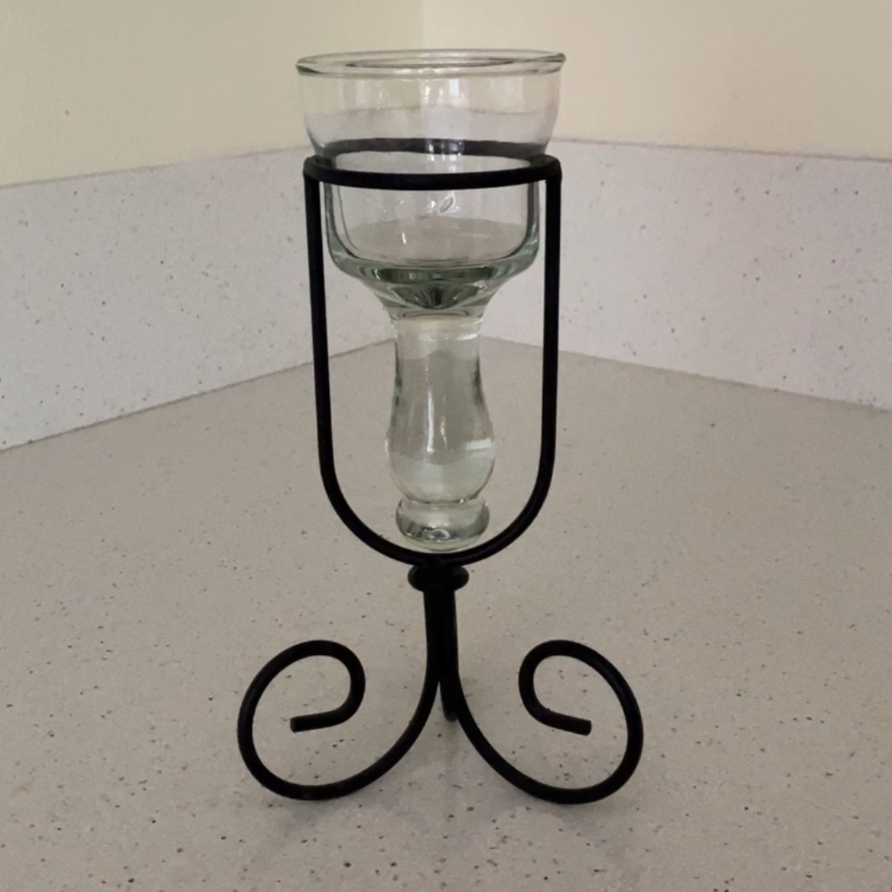 Metal and Glass Candle Holder